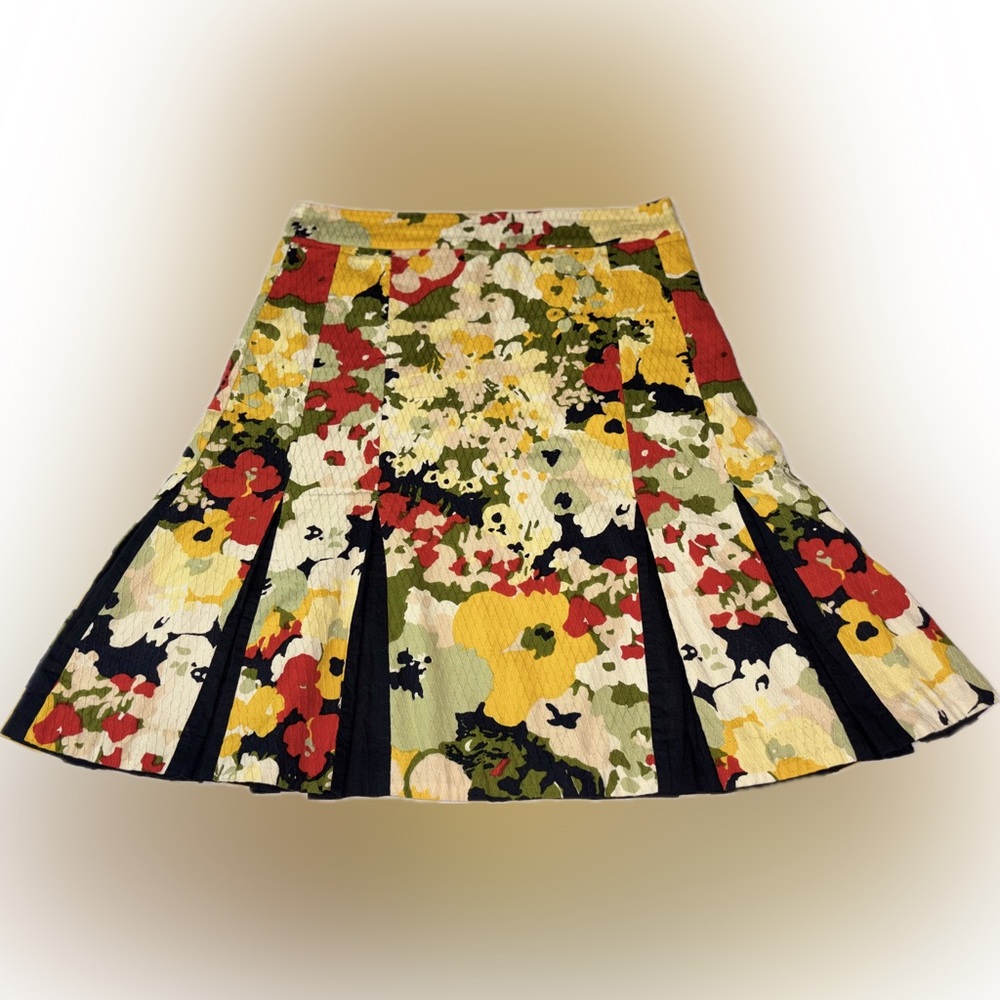 Anthropologie Viola Floral Pleated Skirt